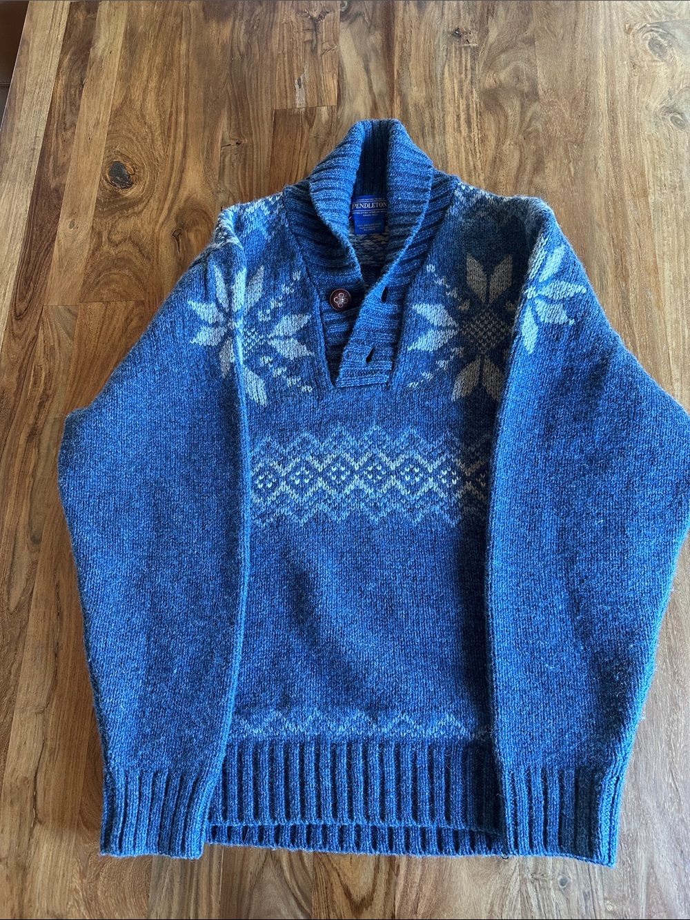 Pendleton Men's Blue Collar Wool Sweater - Picture 5 of 7